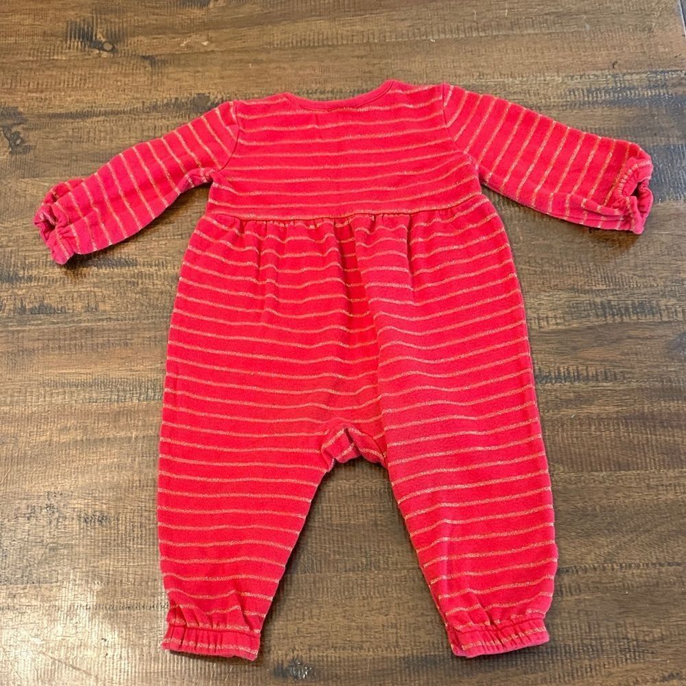 Hanna Andersson Red and Gold Striped Baby romper - Picture 5 of 6